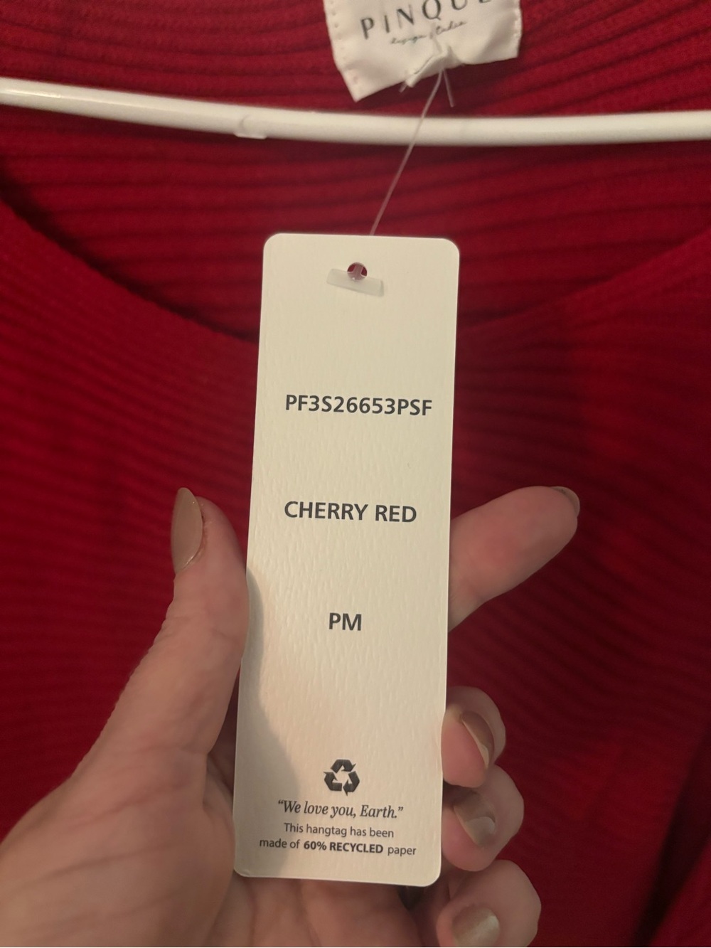 Pinque Red Ribbed Scoop Neck Sweater - Picture 2 of 6